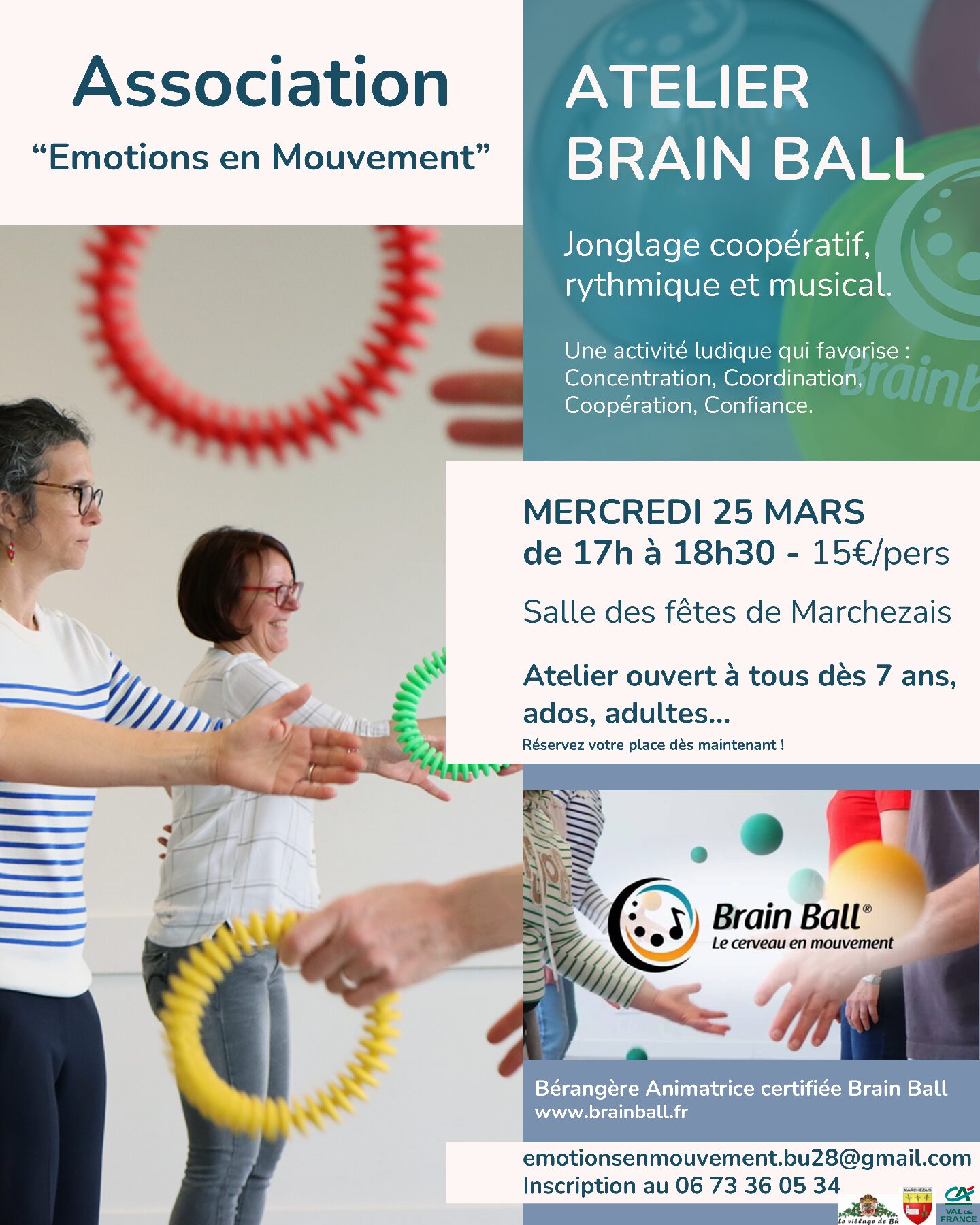 Atelier Brain Ball - Jonglage coopératif, rythmique et musical