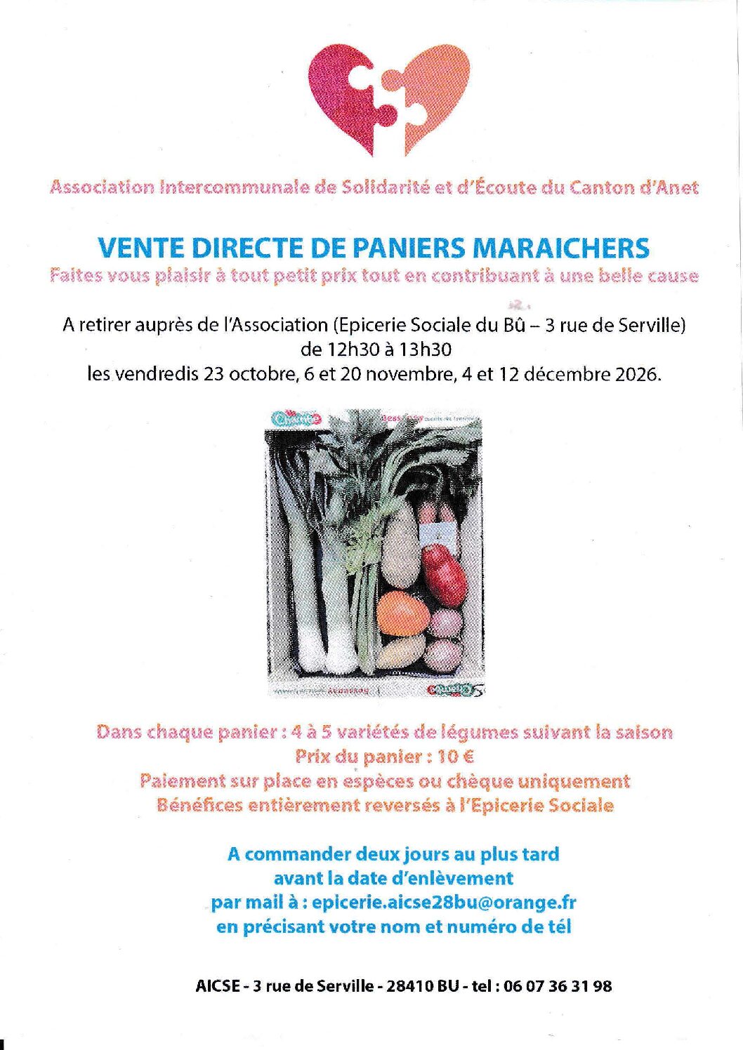 🥕 Vente de paniers légumes 🥔
